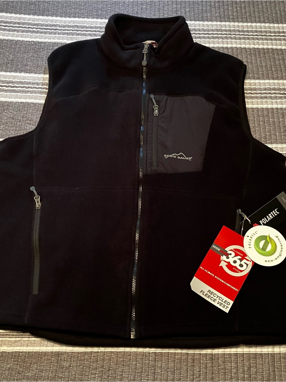 Eddie Bauer Black Polartec Fleece Vest with Chest Pocket